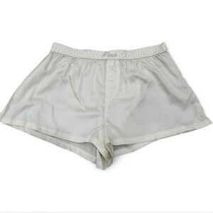 Pink Victoria’s Secret Ivory Satin Lounge Shorts with Rhinestone Waistband NWT